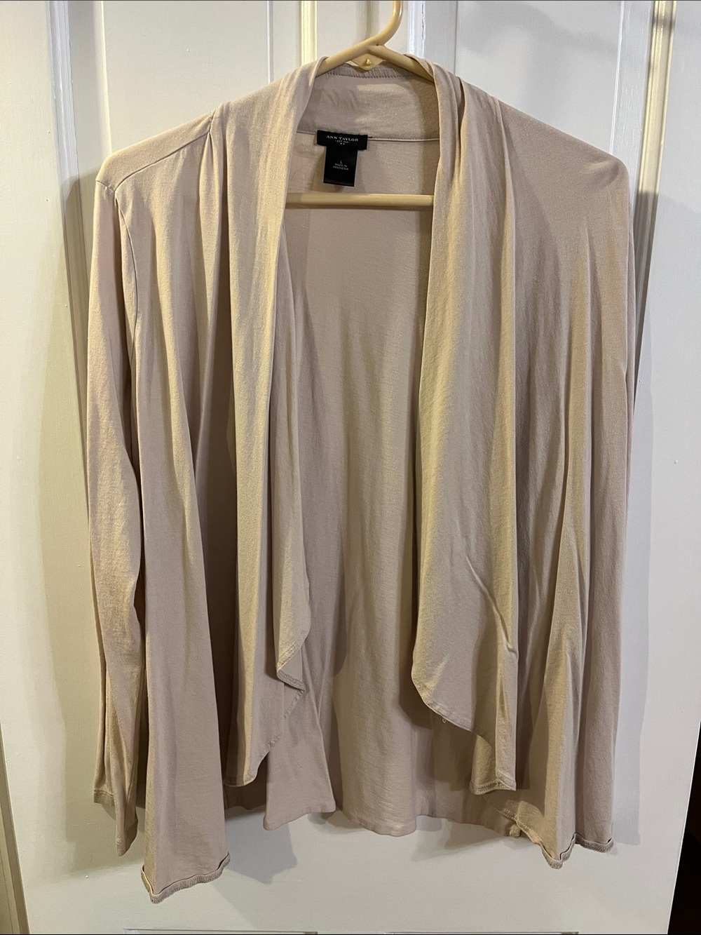 Ann Taylor Beige Draped Open Cardigan